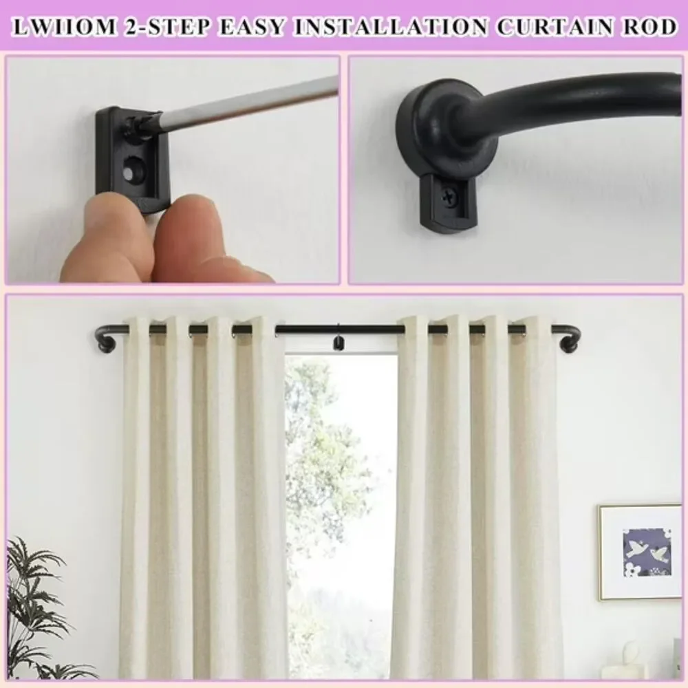 Dark Bronze Curtain Rod, Adjustable Width 48-84